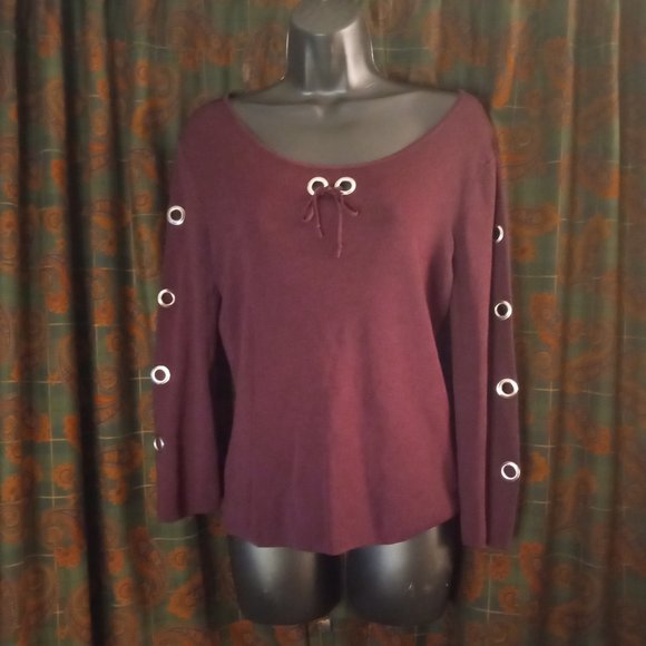 Versailles Grommet Bell-Sleeve Long Sleeve Top Blouse Shirt Size M - Picture 10 of 10